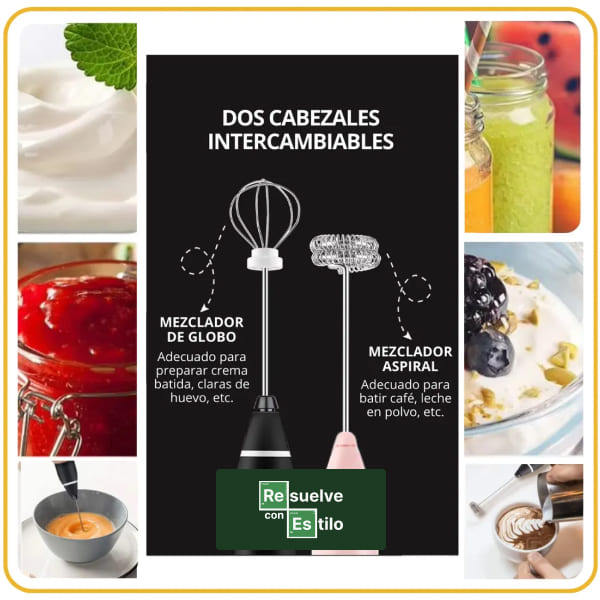 Batidor portátil blanco explicación de cabezales