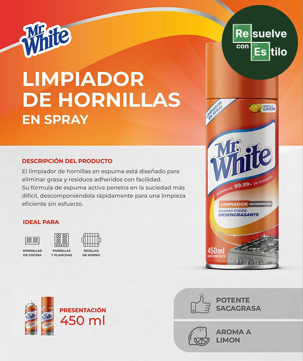 Quita grasa MR White especificaciones